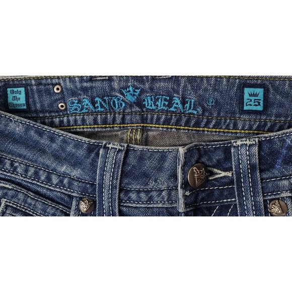 Miss Me Womens Bootcut Jeans Blue Embellished Studs Sang Real Only the Chosen 25 - Picture 8 of 9